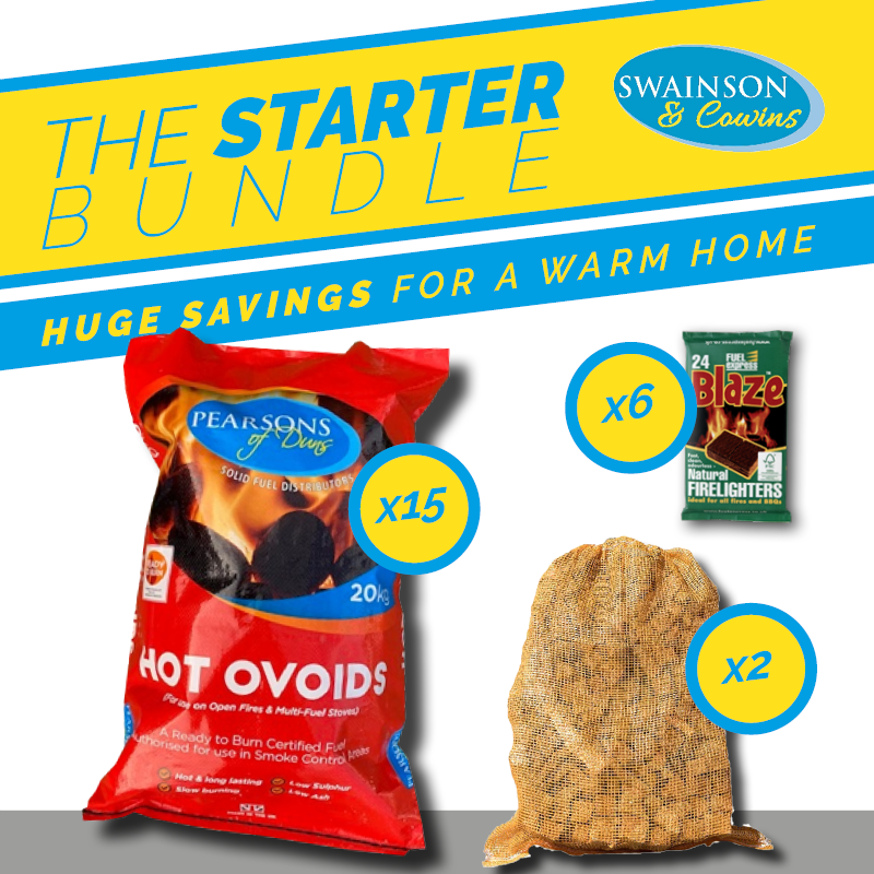 Mixed bundle of smokeless fuel kindling and firelighters