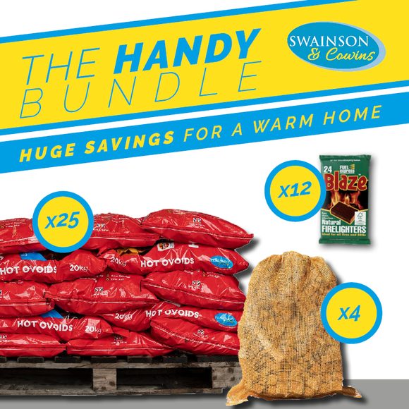 Mixed bundle of smokeless fuel kindling and firelighters