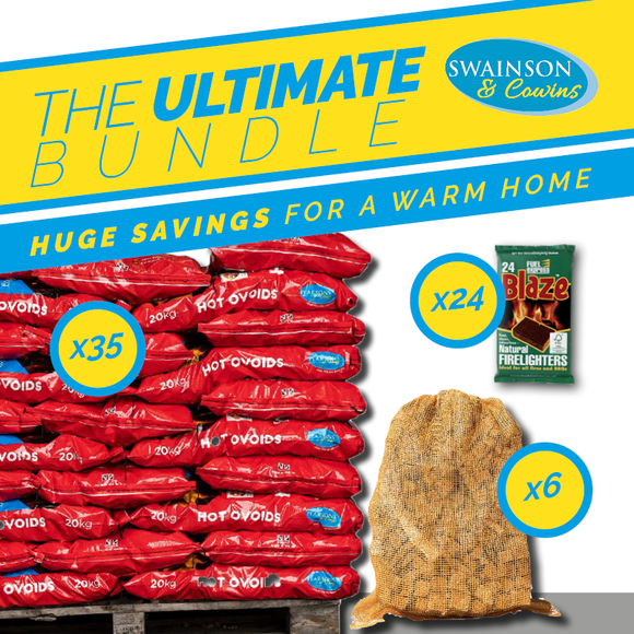 Mixed bundle of smokeless fuel kindling and firelighters
