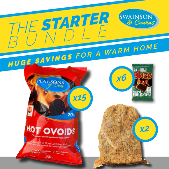 Mixed bundle of smokeless fuel kindling and firelighters
